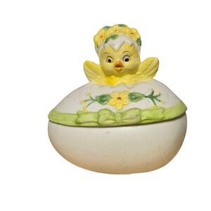 vintage Lefton Bisque Easter egg trinket box mid-20th century.